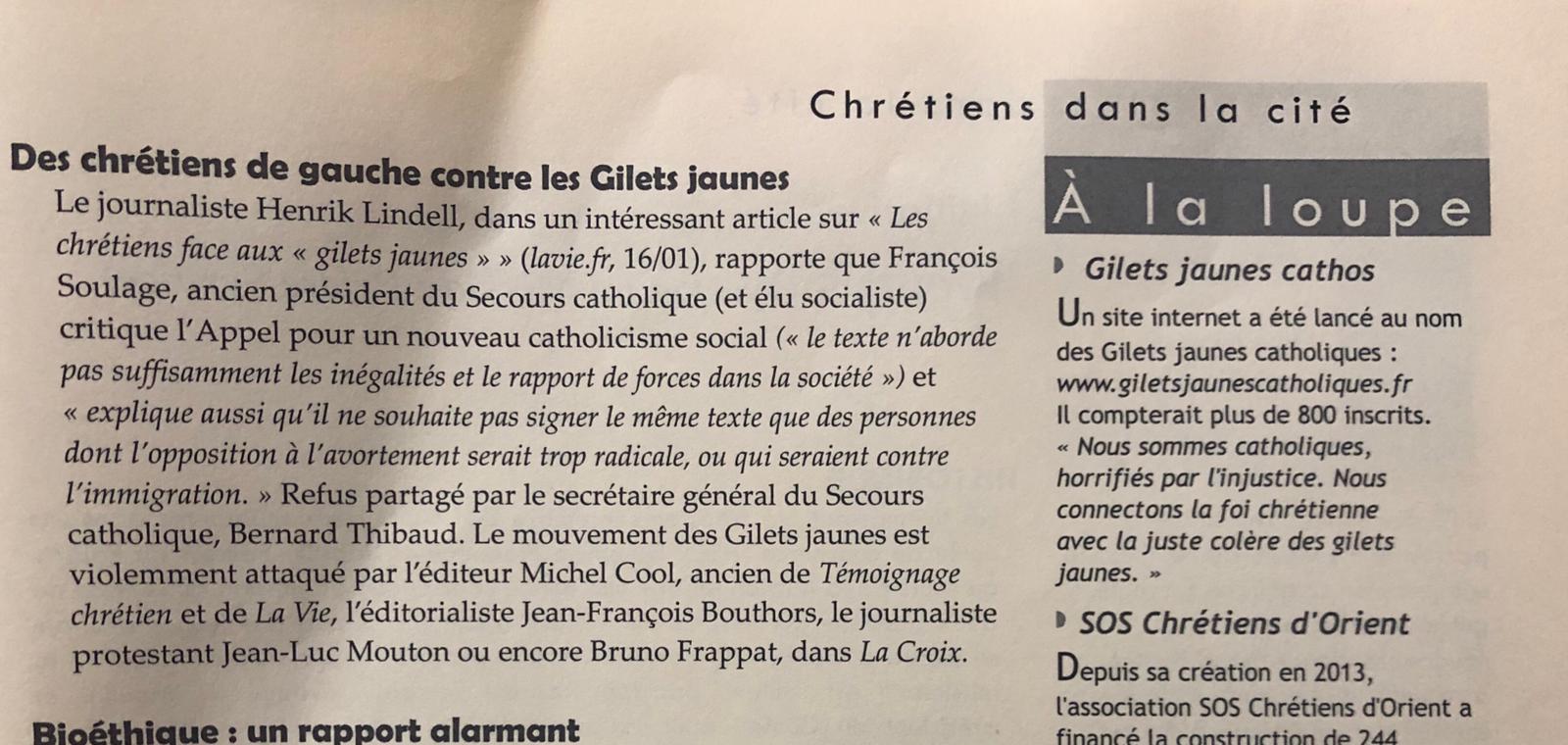 Les Chrétiens De Gauche Fulminent Contre Les Gilets Jaunes